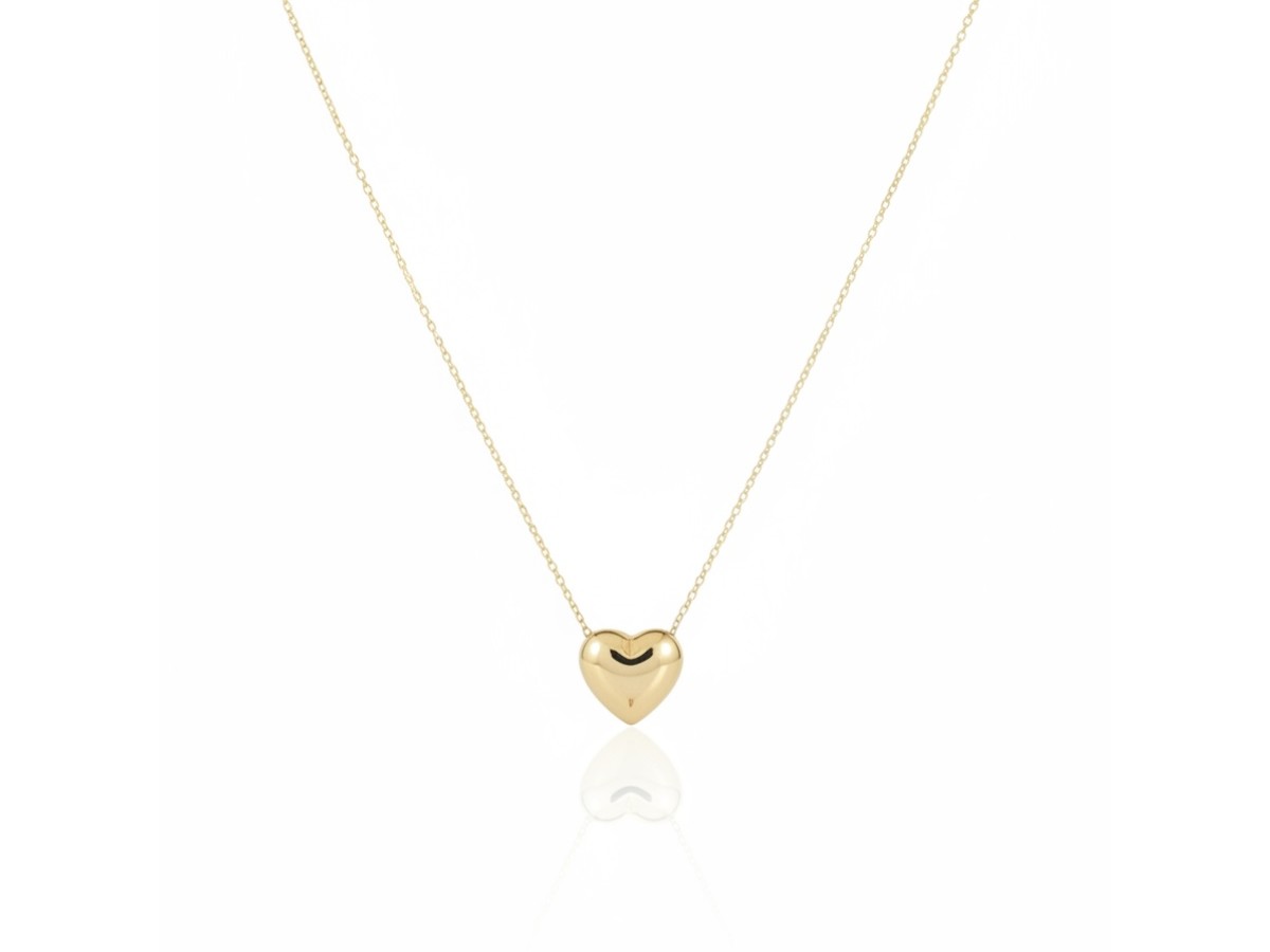 Colar Coração Abaloado Banho de Ouro 18k.