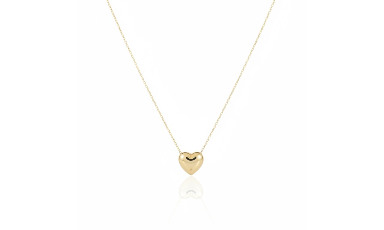 Colar Coração Abaloado Banho de Ouro 18k.