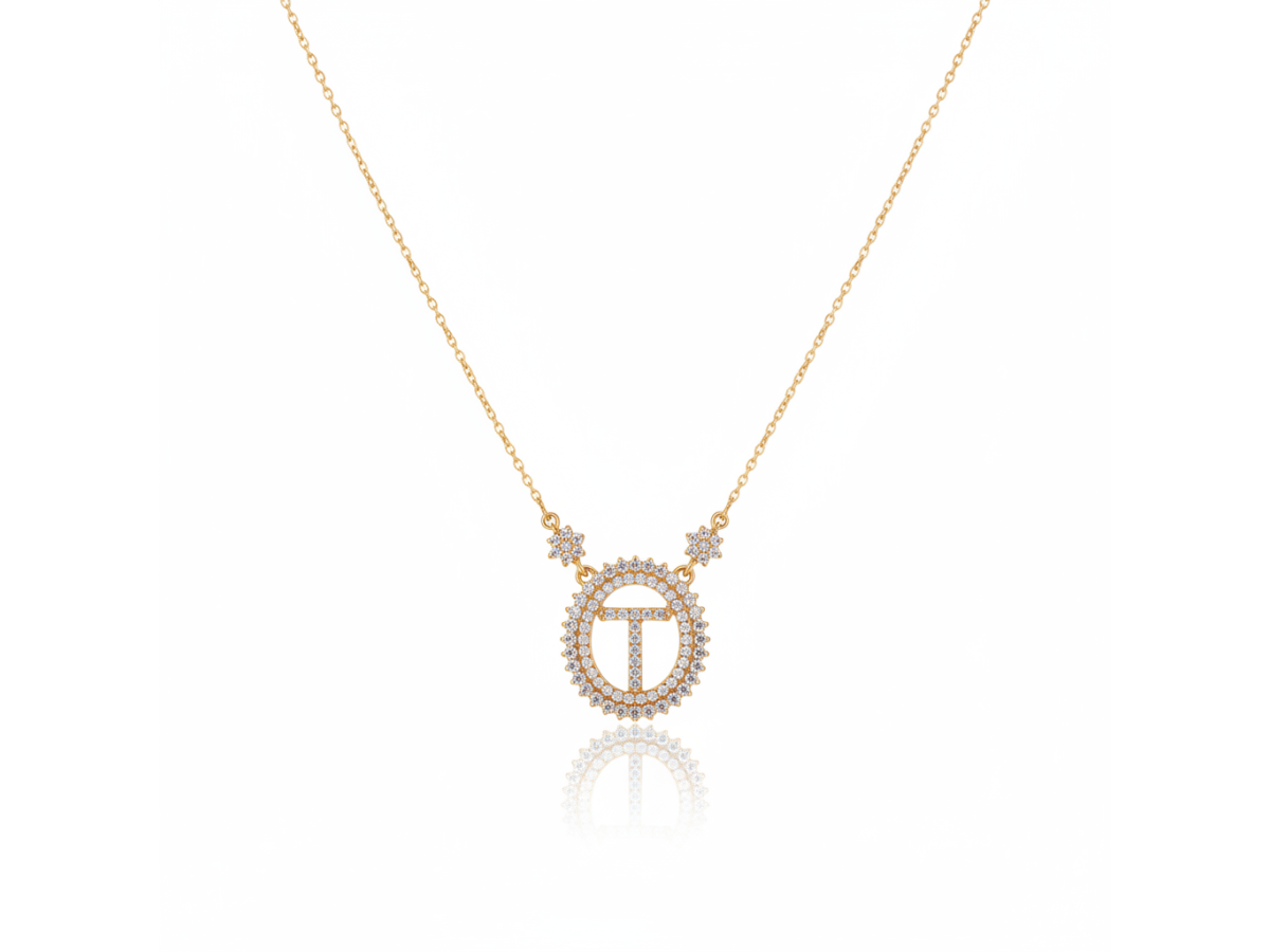 Colar Inicial Medalha Banho de Ouro 18k ou Ródio Branco.