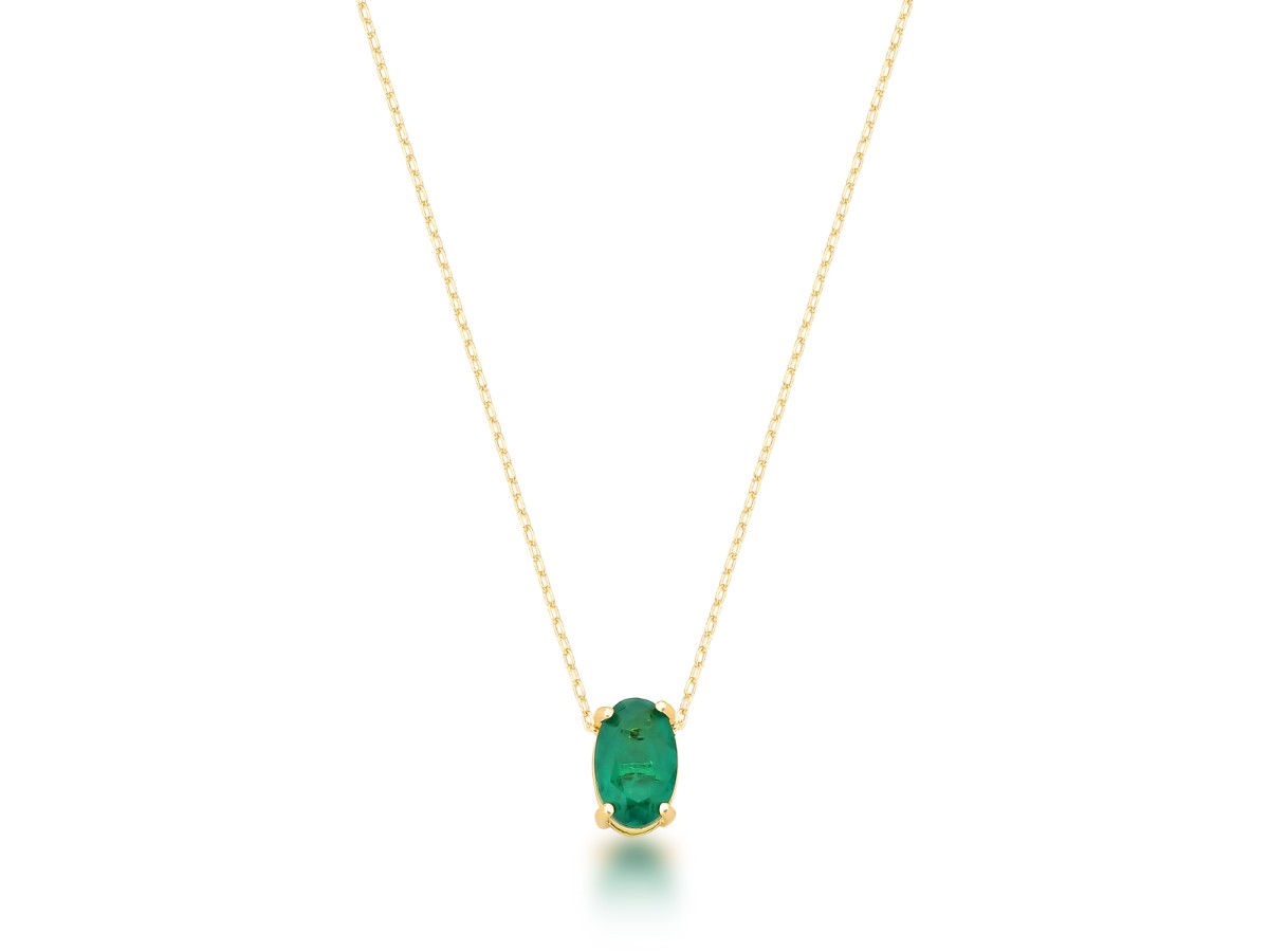 Colar Oval Esmeralda Fusion Banho de Ouro 18k.