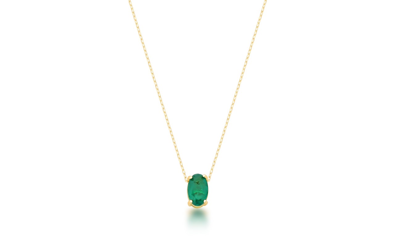 Colar Oval Esmeralda Fusion Banho de Ouro 18k.