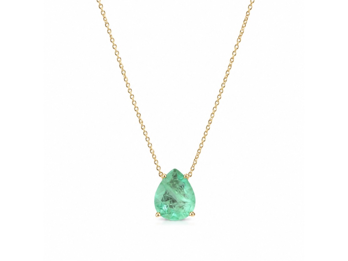 Colar Gota Esmeralda Clara Fusion Banho de Ouro 18k.