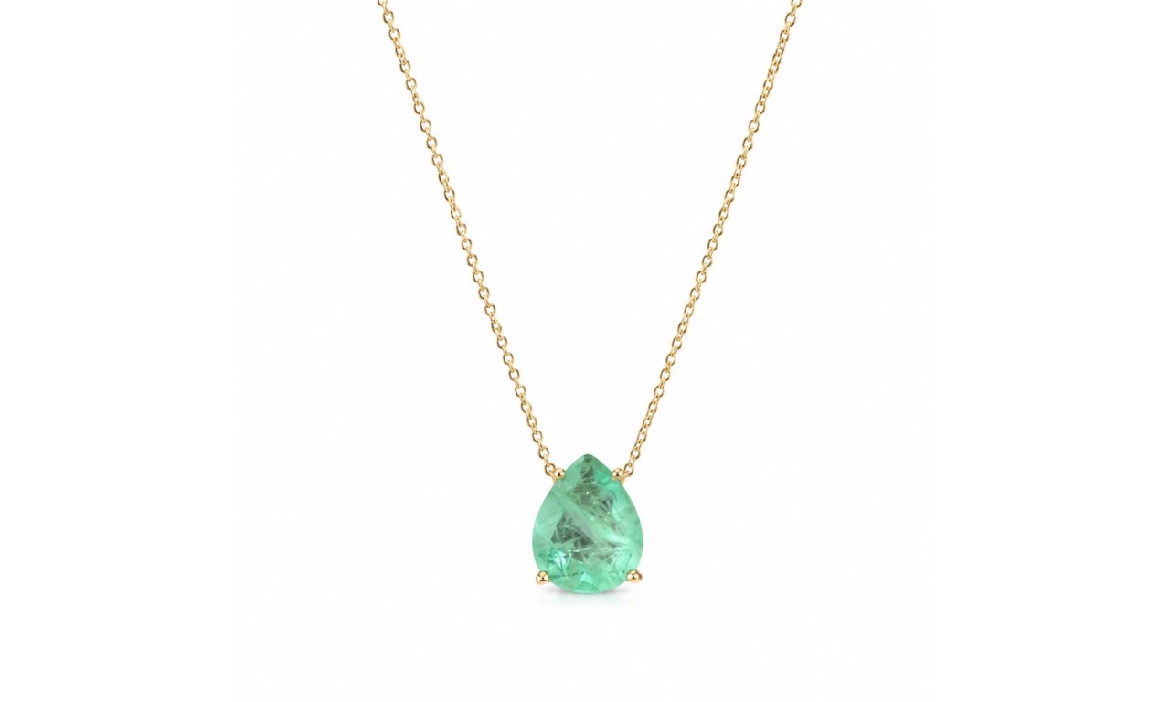 Colar Gota Esmeralda Clara Fusion Banho de Ouro 18k.