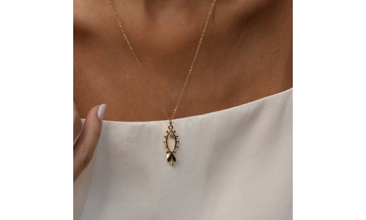 Colar Peixe Banho de Ouro 18k