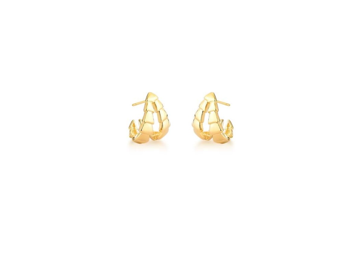 Brinco Garra Escamas Banho de Ouro 18k.