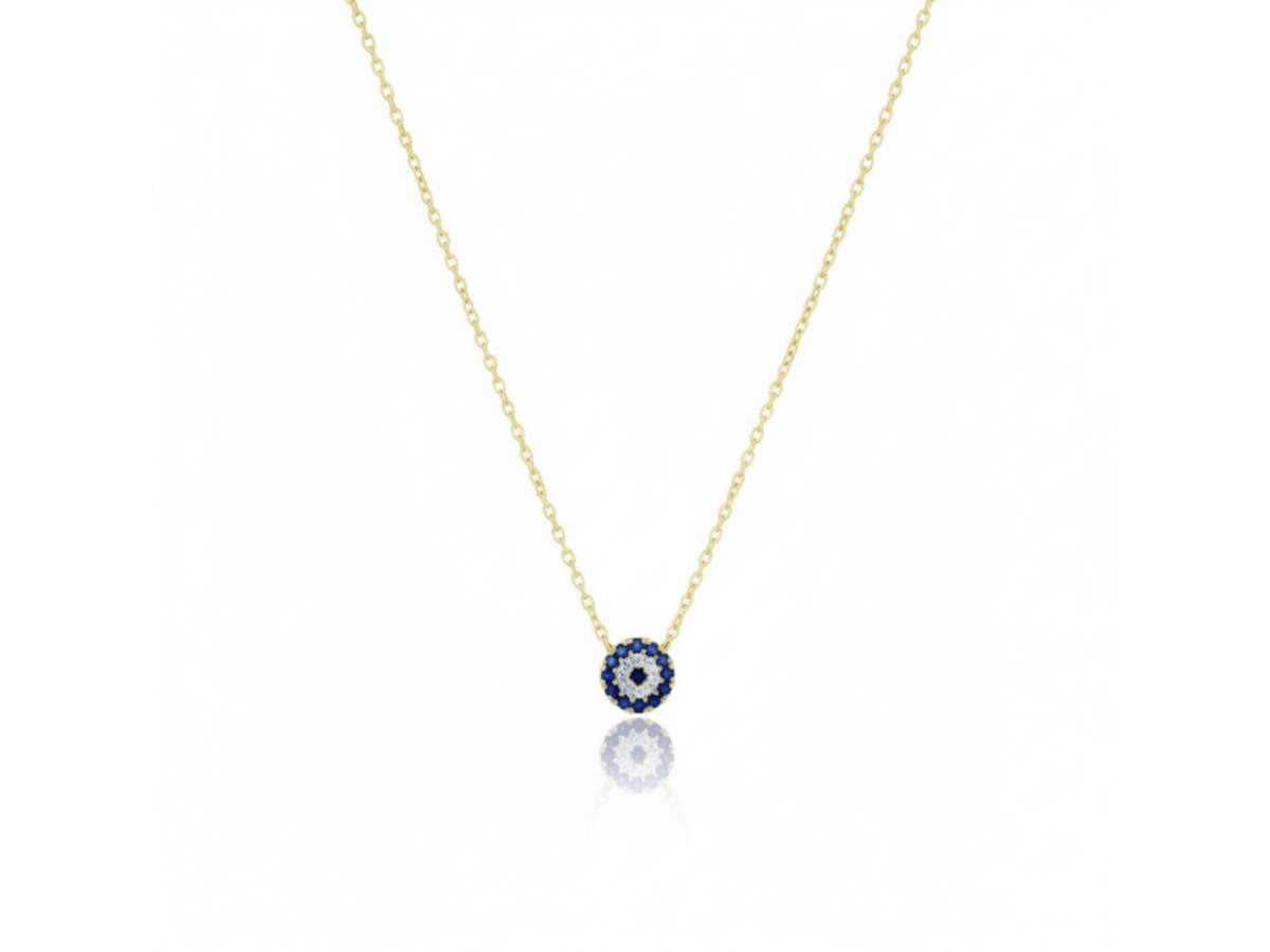 Colar Olho Grego Prata 925 + Banho de Ouro 18k ou Ródio Branco,