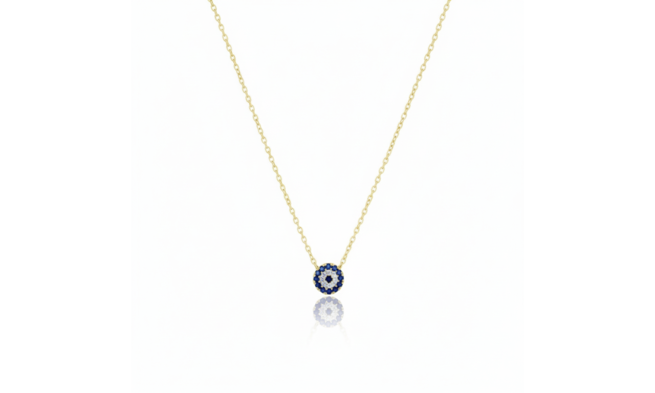 Colar Olho Grego Prata 925 + Banho de Ouro 18k ou Ródio Branco,