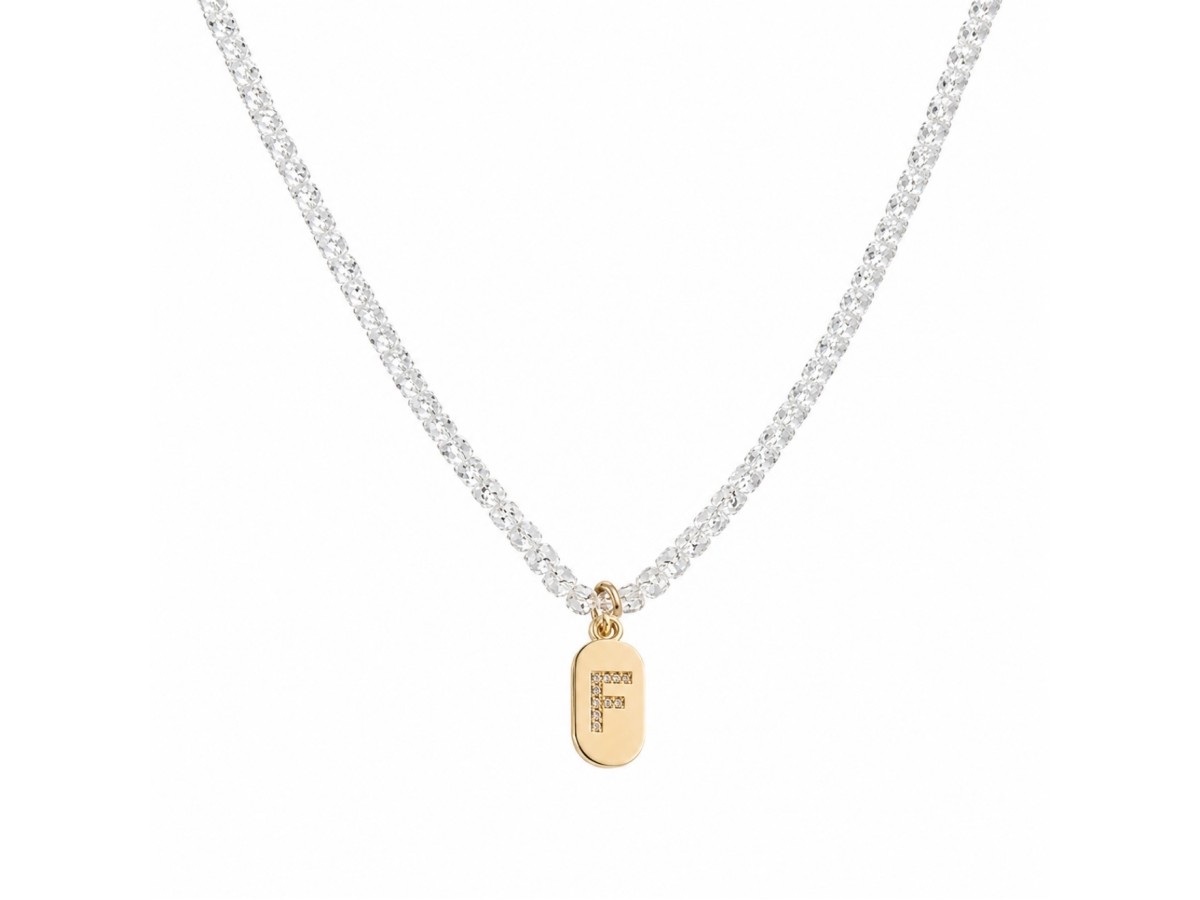 Colar Inicial Plaquinha  Riviera Básico Banho de Ouro 18k + Ródio Branco.