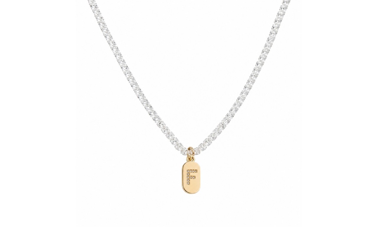 Colar Inicial Plaquinha  Riviera Básico Banho de Ouro 18k + Ródio Branco.