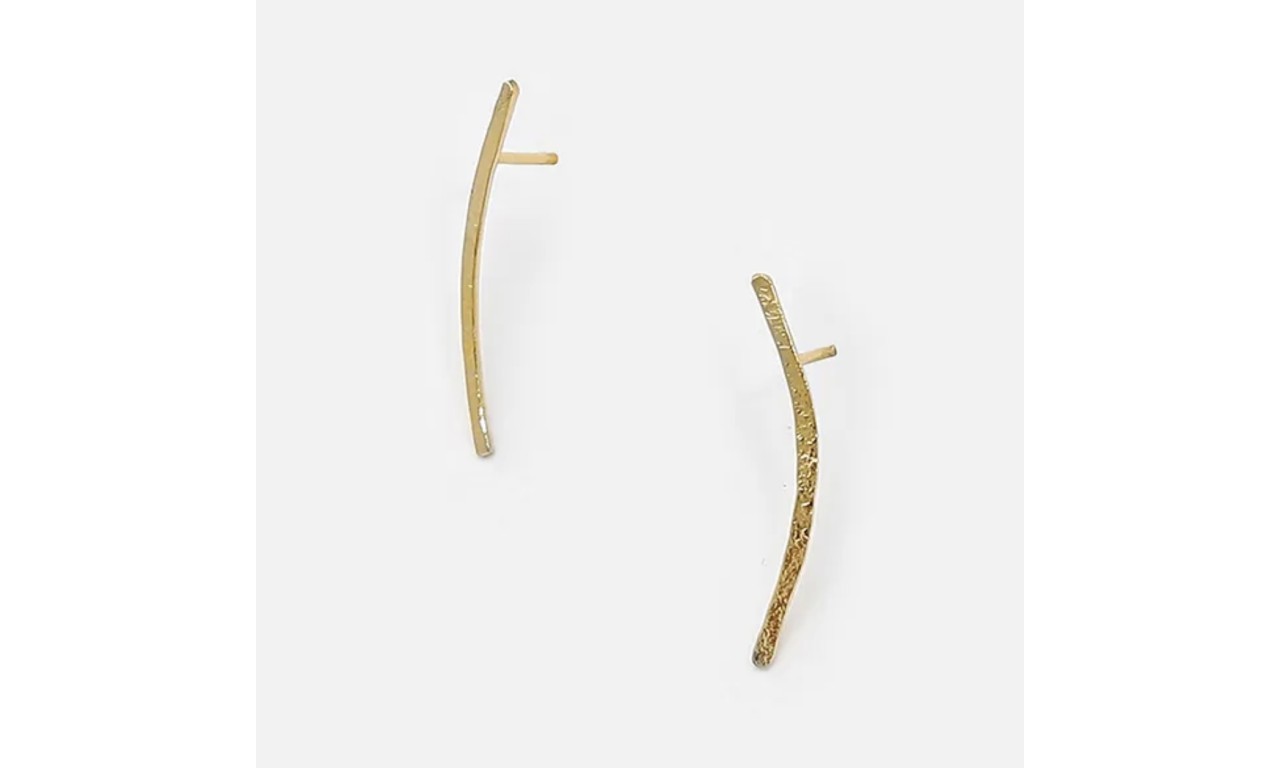 Brinco Ear Cuff Traço Orgânico Banho de Ouro 18k.