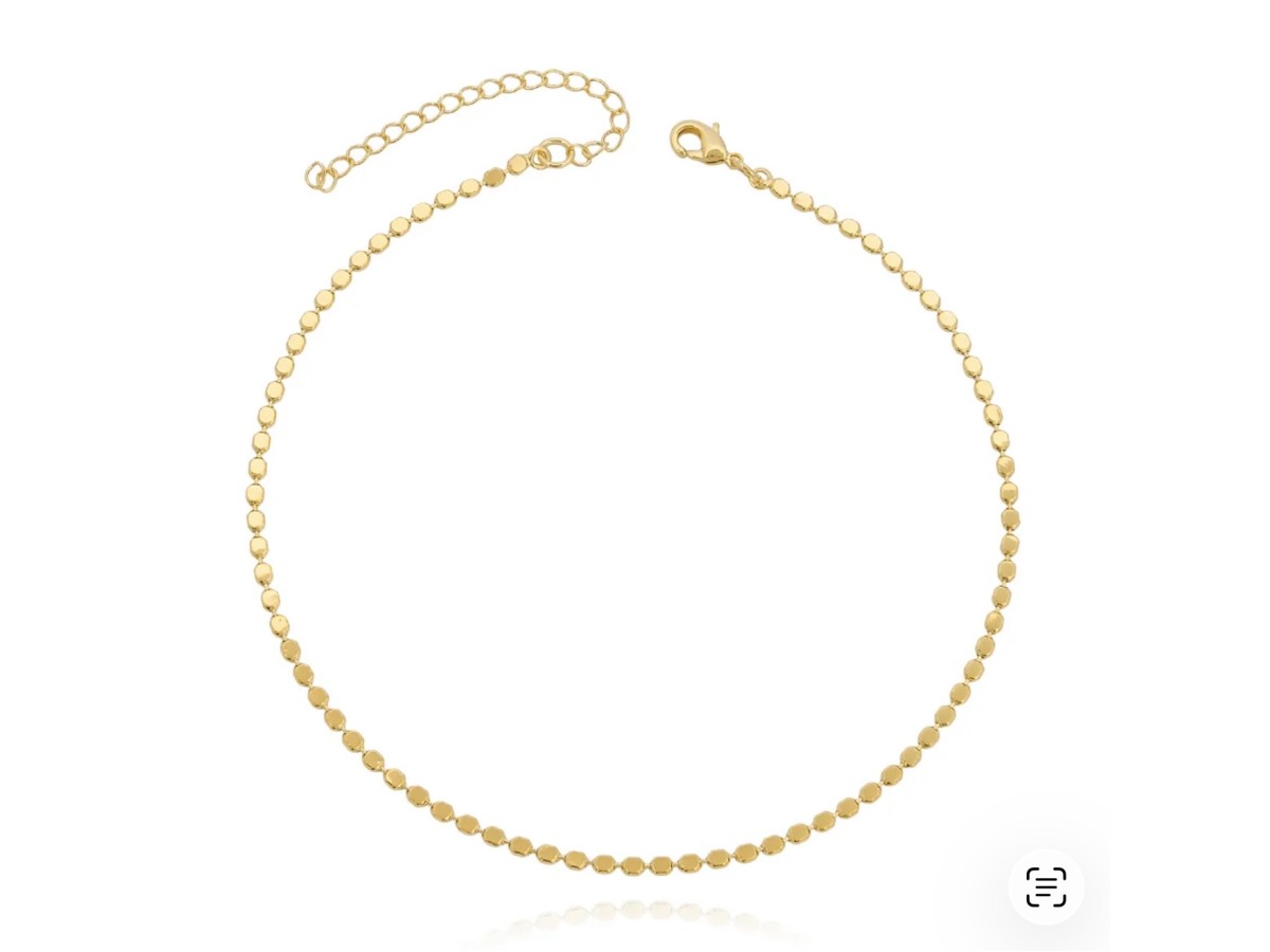 Tornozeleira Chapinha Banho de Ouro 18k.
