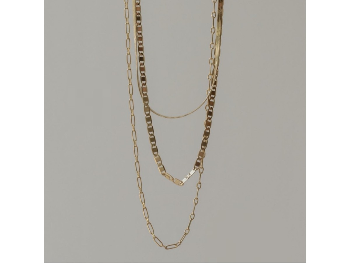 COMPRE O LOOK - Trio de Colares Banho de Ouro 18k.