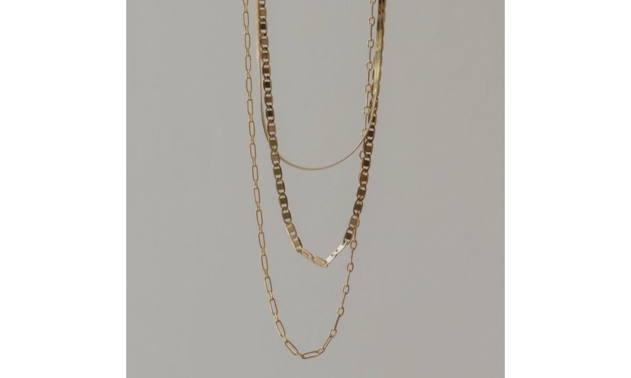 COMPRE O LOOK - Trio de Colares Banho de Ouro 18k.