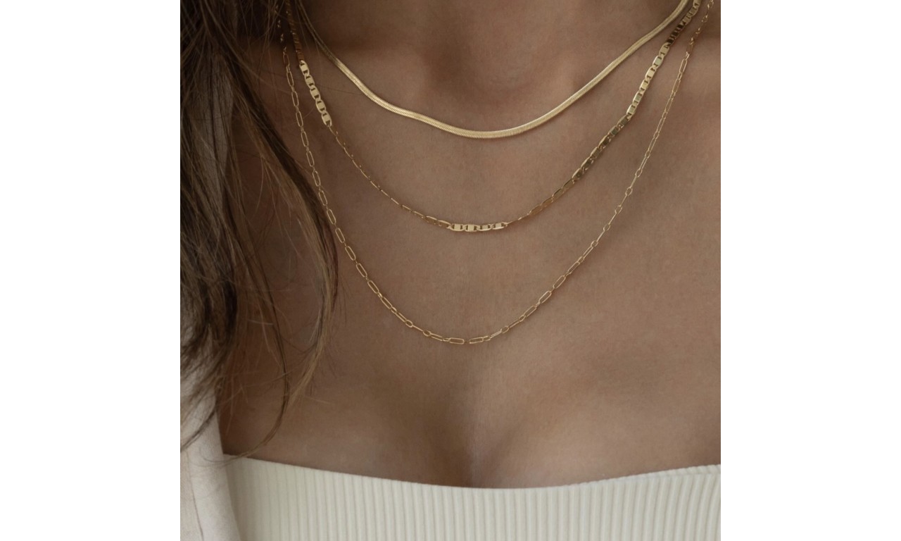 COMPRE O LOOK - Trio de Colares Banho de Ouro 18k.
