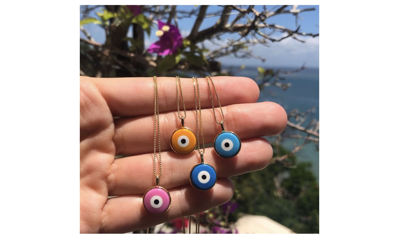 Colar Olho Grego Banho de Ouro 18k. Colar Olho Grego Banho de Ouro 18k.