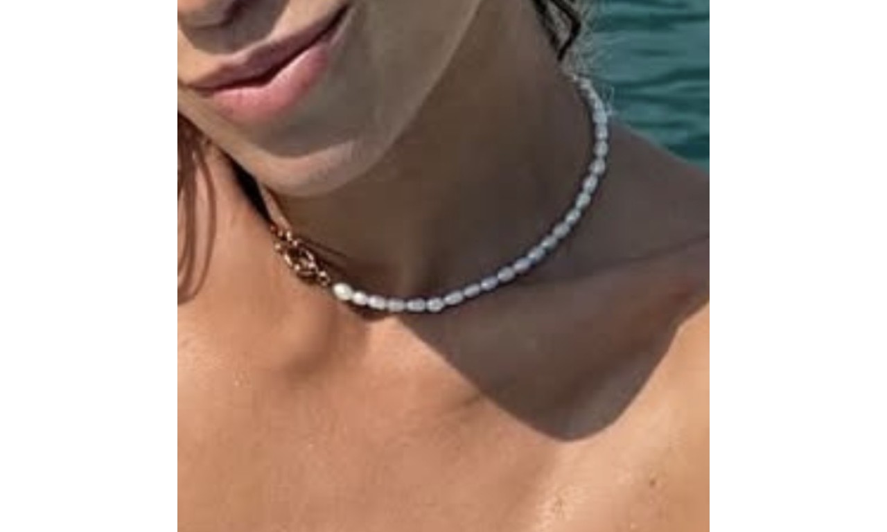 Colar Perola de Água Doce Luxo Banho de Ouro 18k.