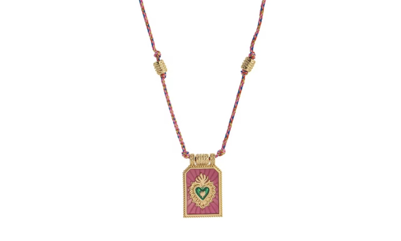 Colar Sagrado Coração Colors Banho de Ouro 18k.