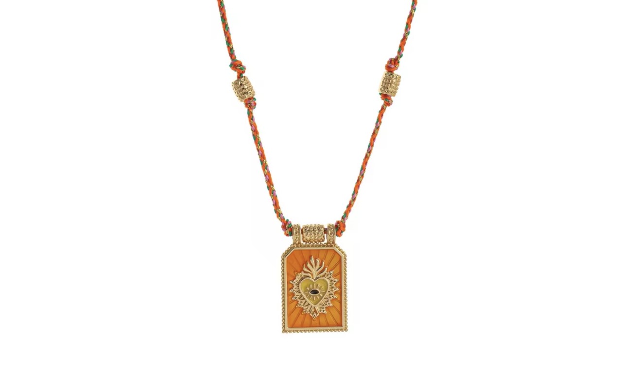 Colar Sagrado Coração Colors Banho de Ouro 18k.