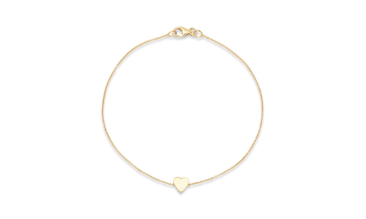 Pulseira Coração Liso Banho de Ouro18k.