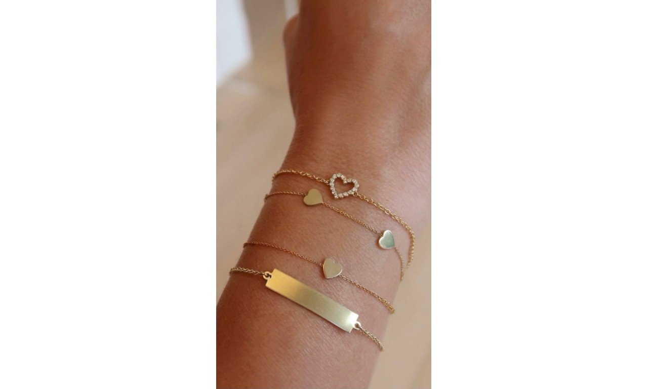 Pulseira Coração Liso Banho de Ouro18k.