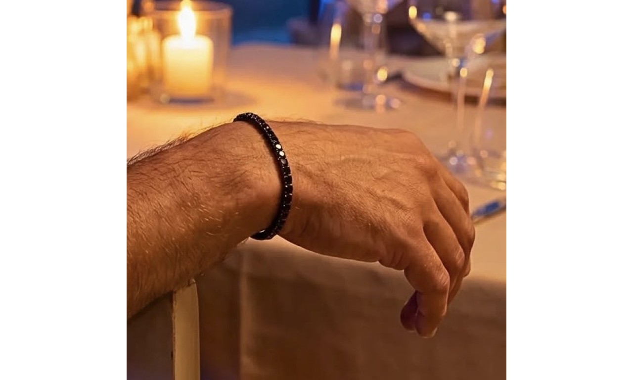 Pulseira Riviera Negra Luxo Ródio Negro. Pulseira Riviera Negra Luxo Ródio Negro.