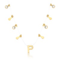 Colar Inicial Gotinhas Nylon Banho de Ouro 18k.