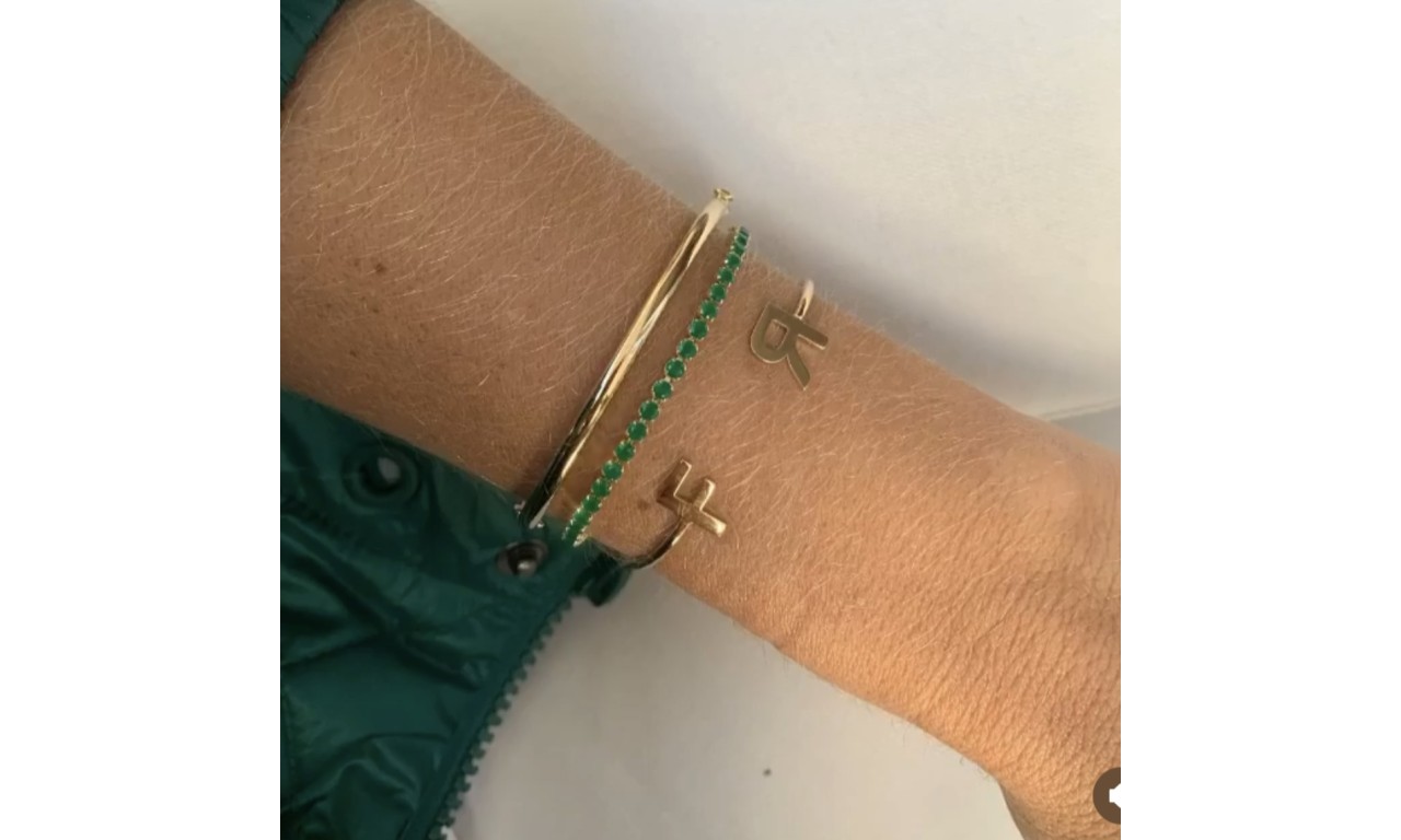 Pulseira Riviera Esmeralda Banho de Ouro 18k.