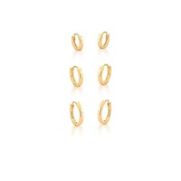 Brinco Kit Mini Argolas Básicas Banho de Ouro 18k.