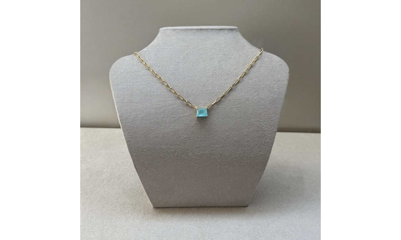 Colar Corrente Aquamarine Fusion Banho de Ouro 18k.