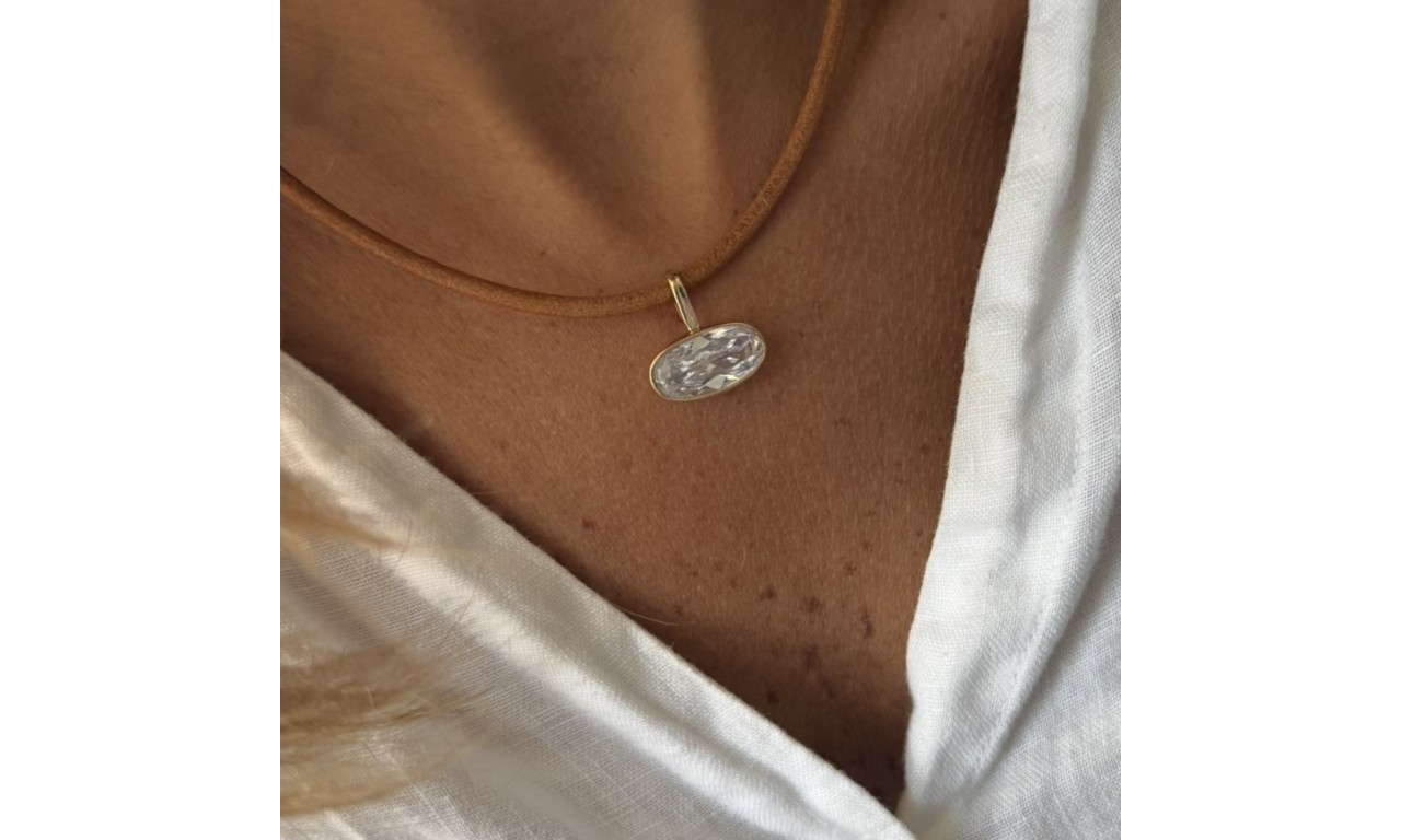 Pingente Cristal Encaixe Banho de Ouro 18k ou Ródio Branco.