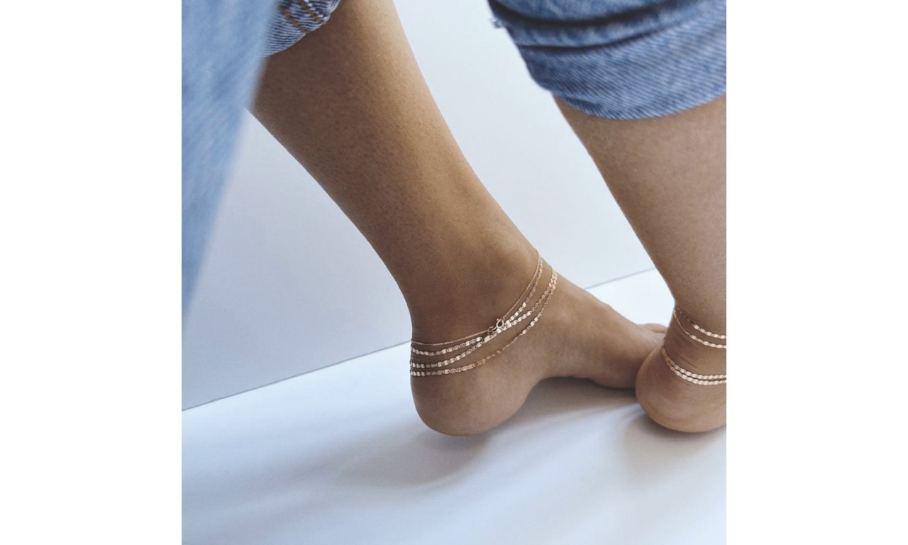 Tornozeleira Shine Banho de Ouro 18k