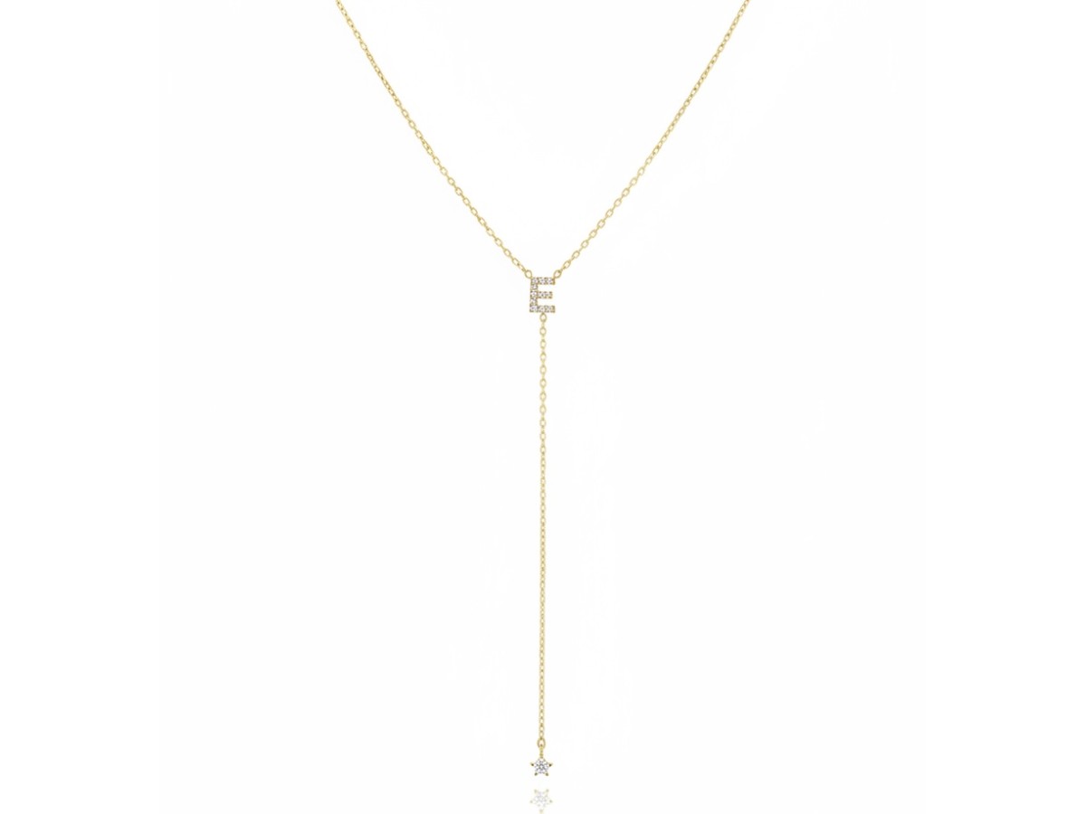 Colar Inicial Gravatinha Micro Cravação Banho de Ouro 18k.