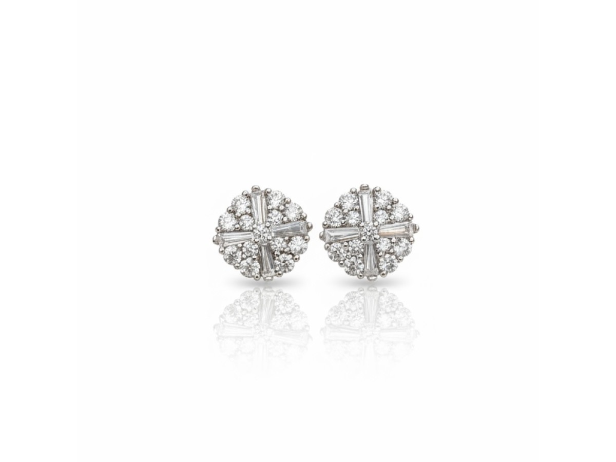 Brinco Pizza Baguete Prata 925 Ródio Branco.