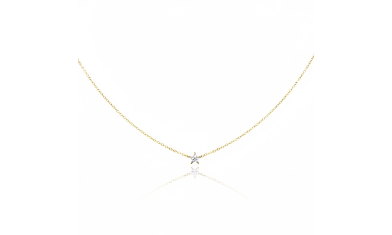 Colar Mini Estrela Cravejada Banho de Ouro 18k.