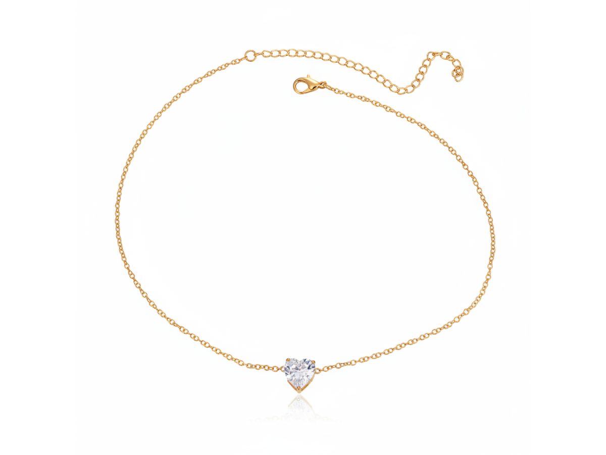 Pulseira Coração Solitário Banho de Ouro18k.