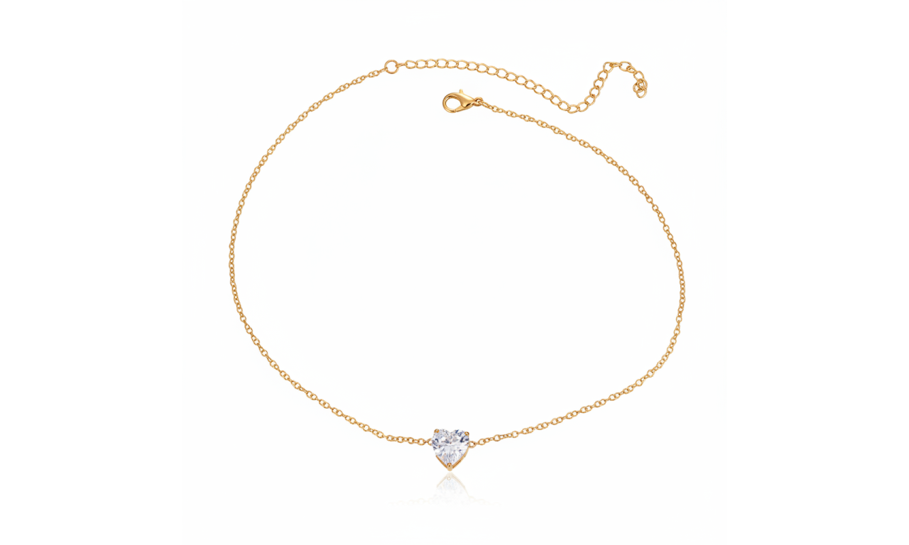Pulseira Coração Solitário Banho de Ouro18k.