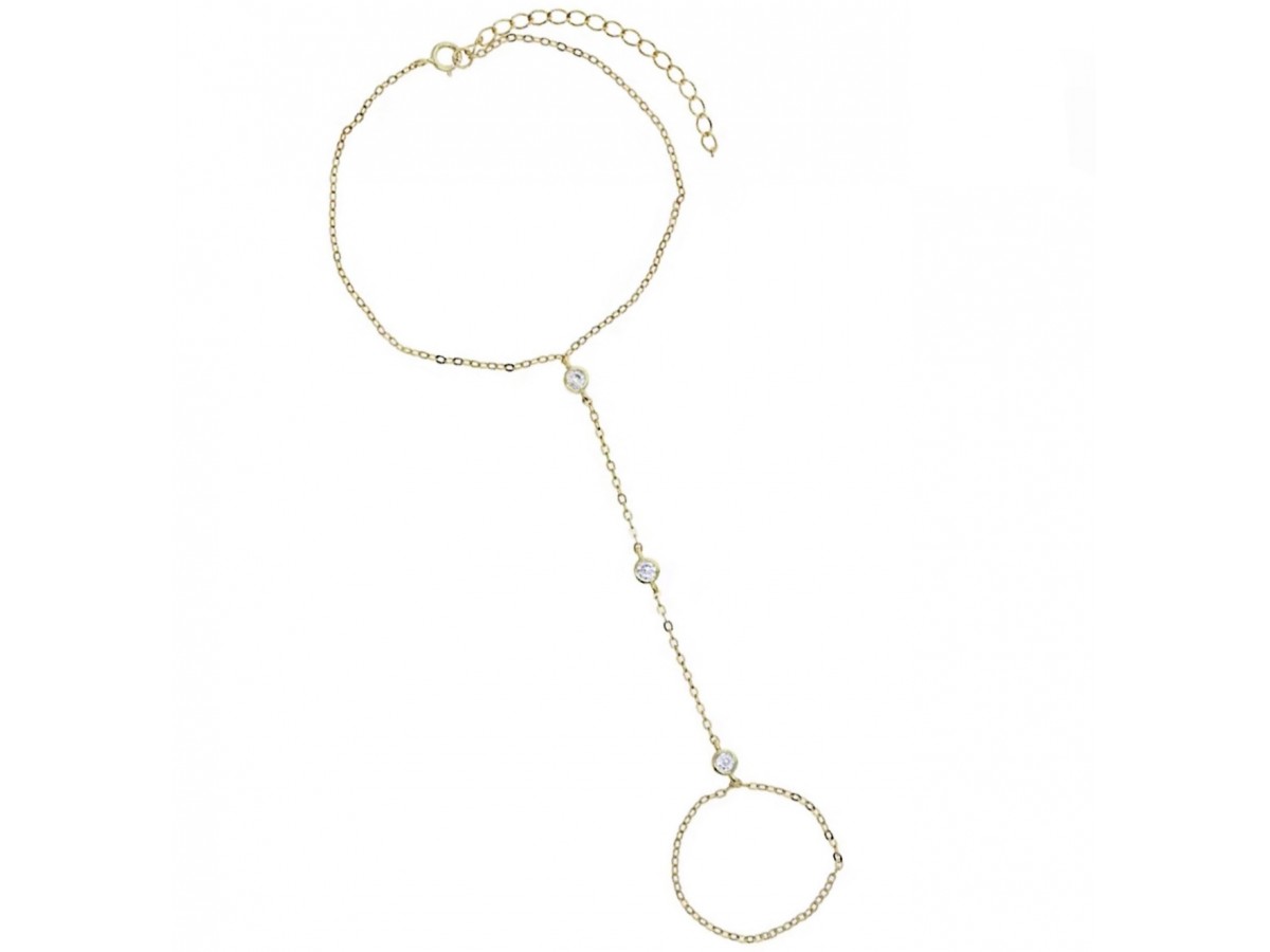 Pulseira de Mão Pontos de Luz Banho de Ouro 18k.