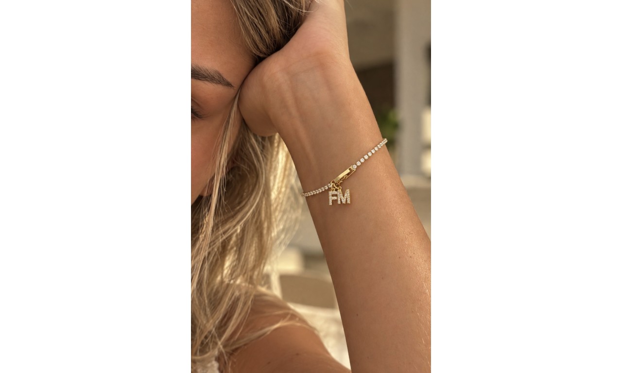 Pulseira Riviera Personalizada Banho de Ouro 18k.