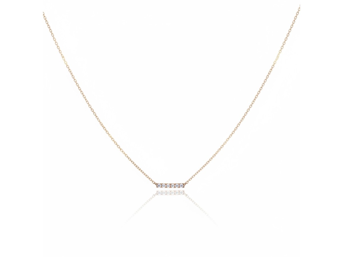 Colar Mini Palito Cravejado Banho de Ouro 18k