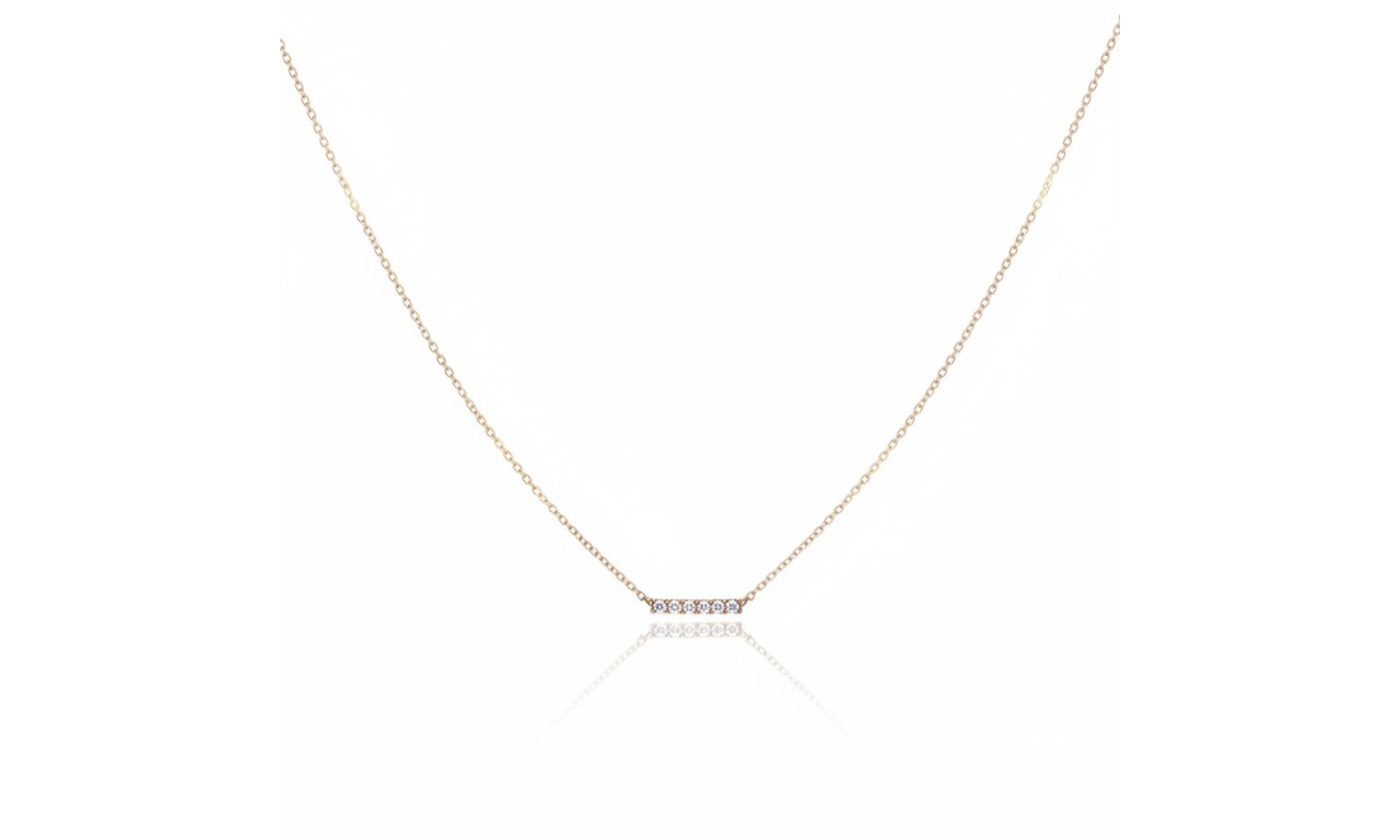 Colar Mini Palito Cravejado Banho de Ouro 18k