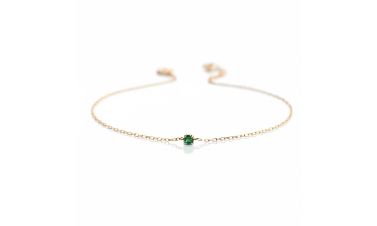 Pulseira Ponto Esmeralda Banho de Ouro 18k.