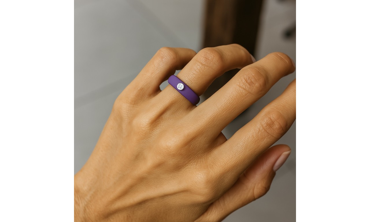 Anel Silicone Ponto de Luz Prata 925.