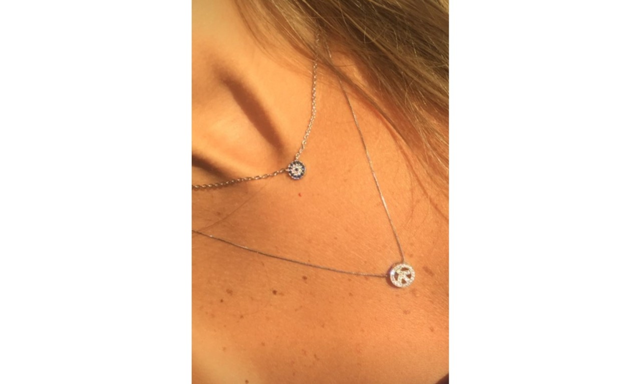 Colar Olho Grego Básico Banho de Ouro 18k ou Ródio Branco, Colar Olho Grego Básico Banho de Ouro 18k ou Ródio Branco,