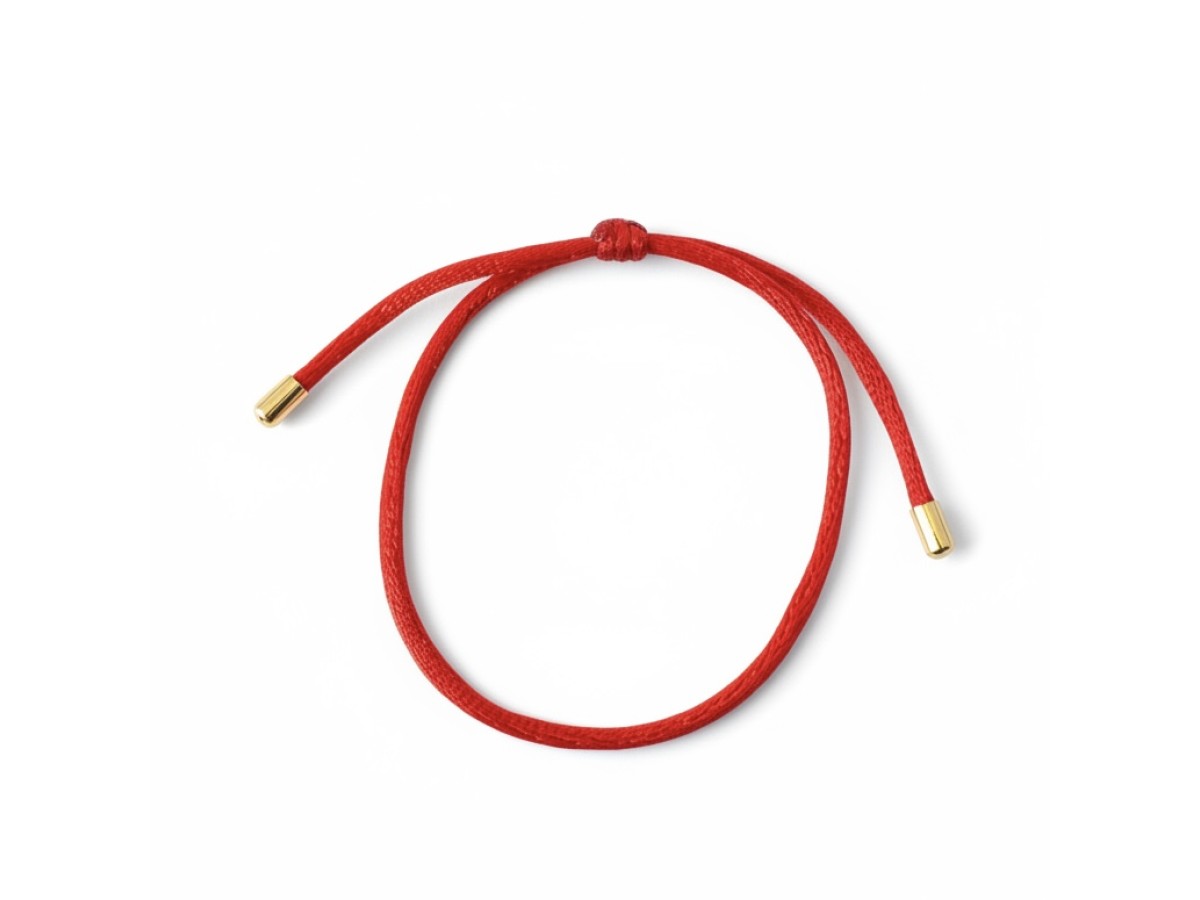 Pulseira Vermelha Ajustável Ponteiras Banho de Ouro 18k.
