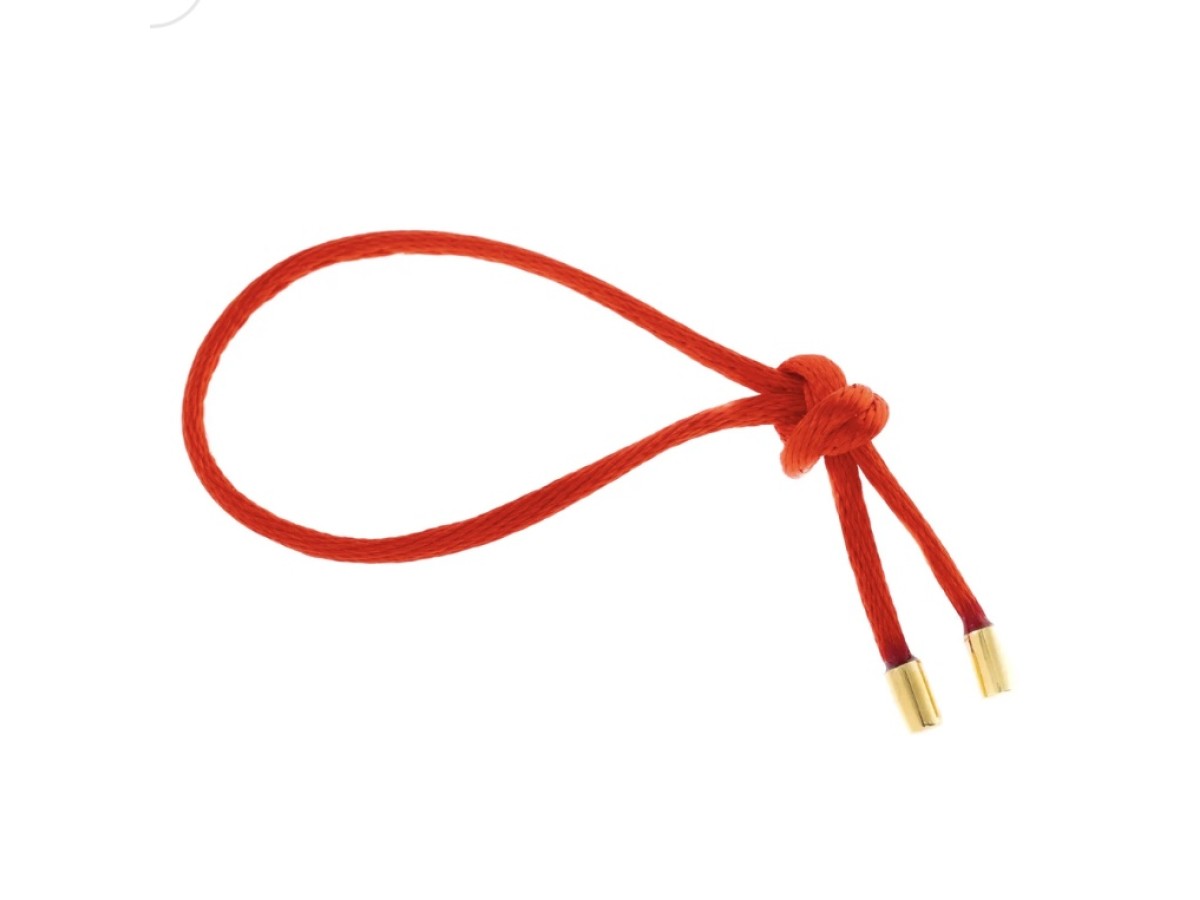 Pulseira Vermelha Ajustável Ponteiras Banho de Ouro 18k.