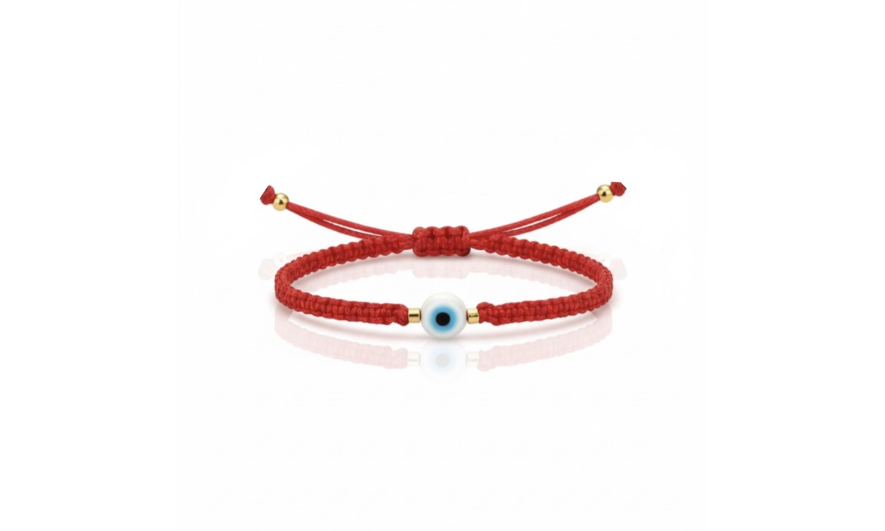 Pulseira Olho Grego  Artesanal Banho de Ouro 18k.