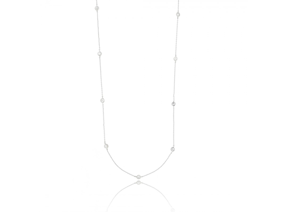 Colar Longo Pontos de Luz Ródio Branco.