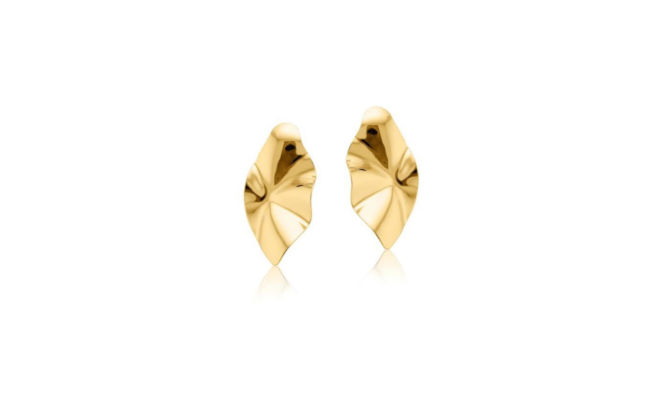 Brinco Pétala Orgânico Banho de Ouro 18k.