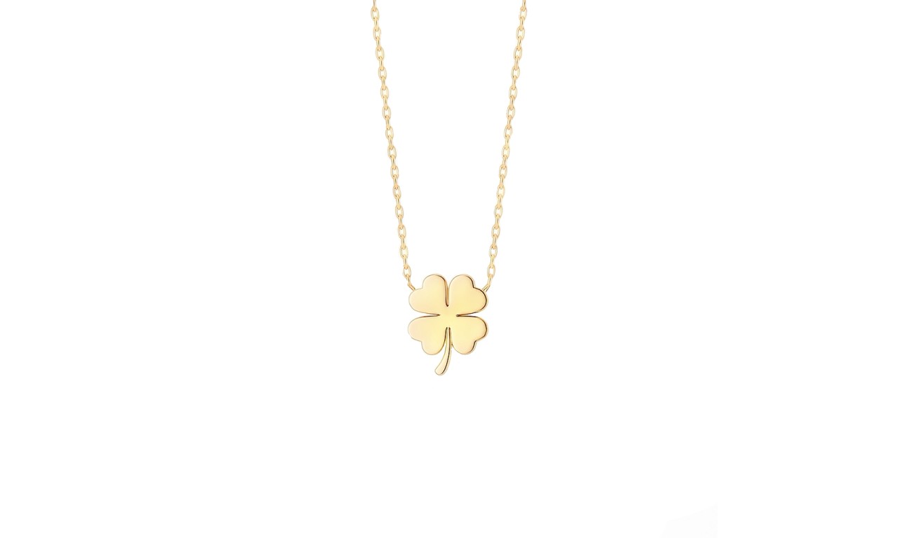 Colar Trevo Liso Banho de Ouro 18k.