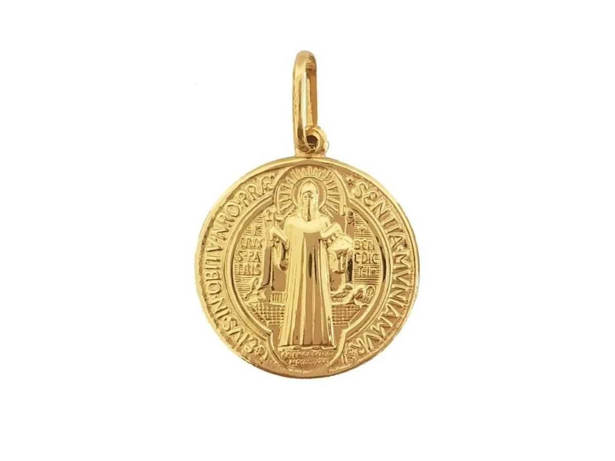 Pingente São Bento 2,5cm Banho de Ouro18k.